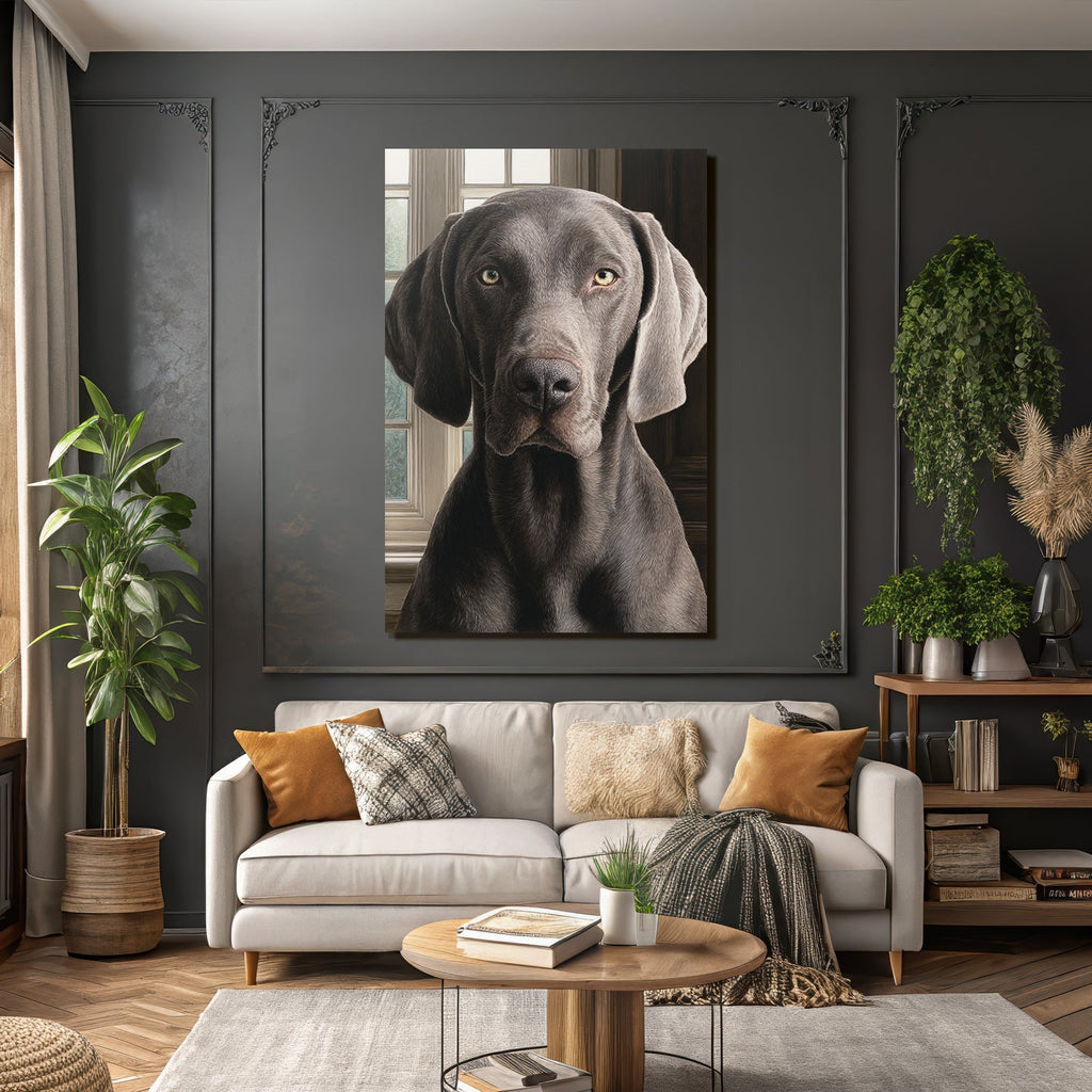 Realistisches Portrait Eines Hundes Mit Graufell Und Ausdrucksvollen Augen