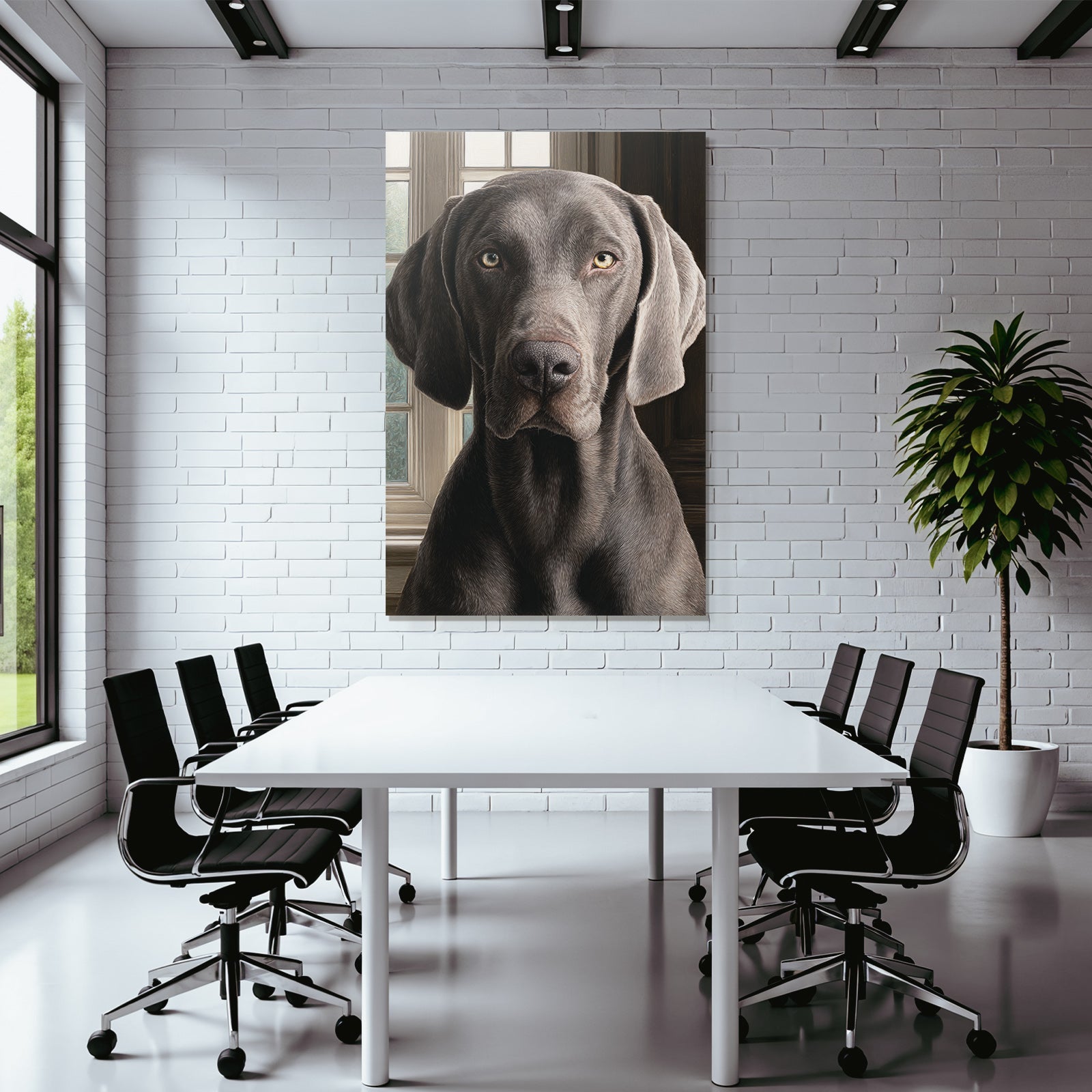 Realistisches Portrait Eines Hundes Mit Graufell Und Ausdrucksvollen Augen