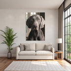 Realistisches Portrait Eines Hundes Mit Graufell Und Ausdrucksvollen Augen