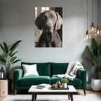 Realistisches Portrait Eines Hundes Mit Graufell Und Ausdrucksvollen Augen