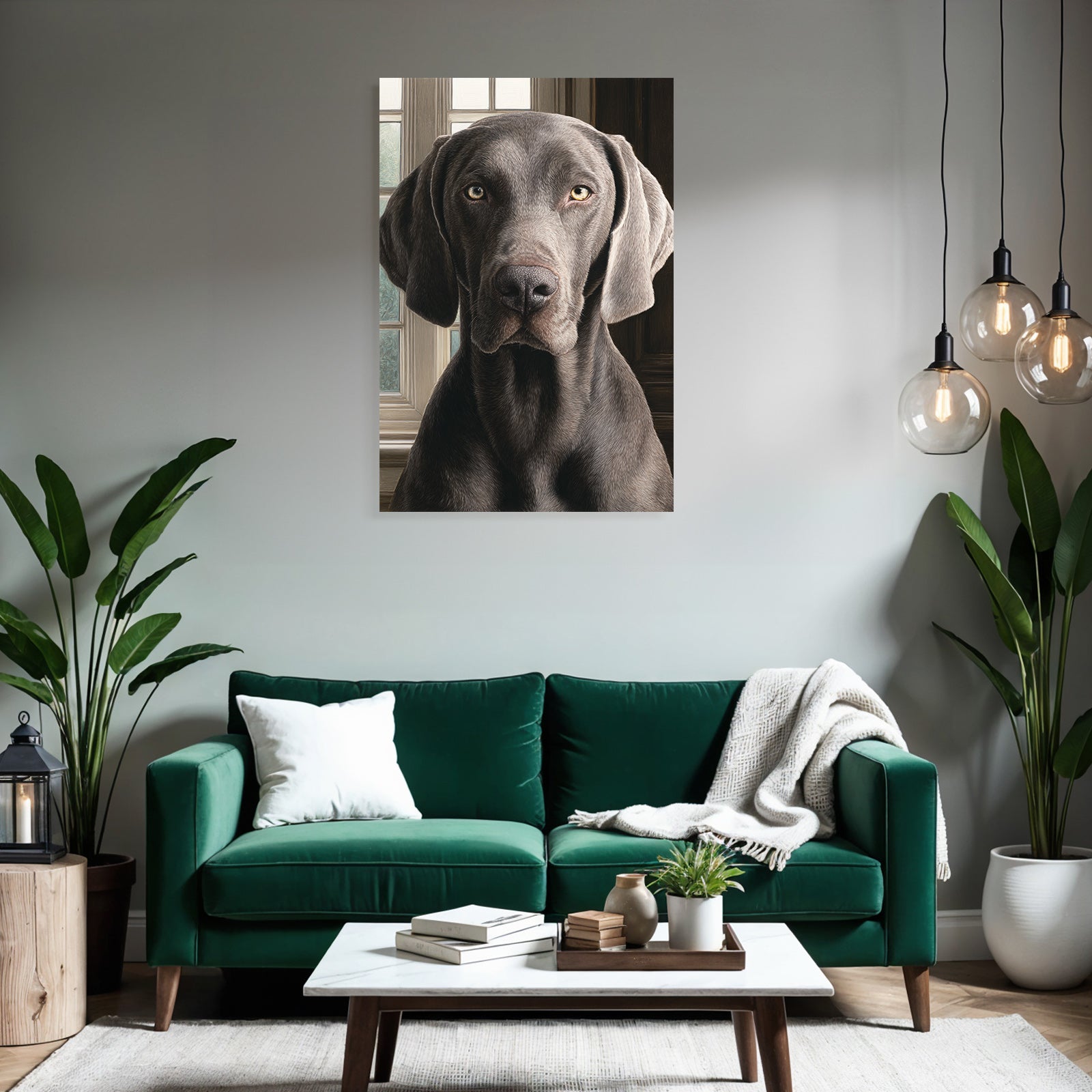 Realistisches Portrait Eines Hundes Mit Graufell Und Ausdrucksvollen Augen