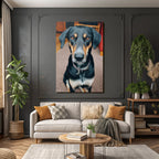 Schwarzer Und Tan Hund Sitzend Ausdrucksvolle Augen