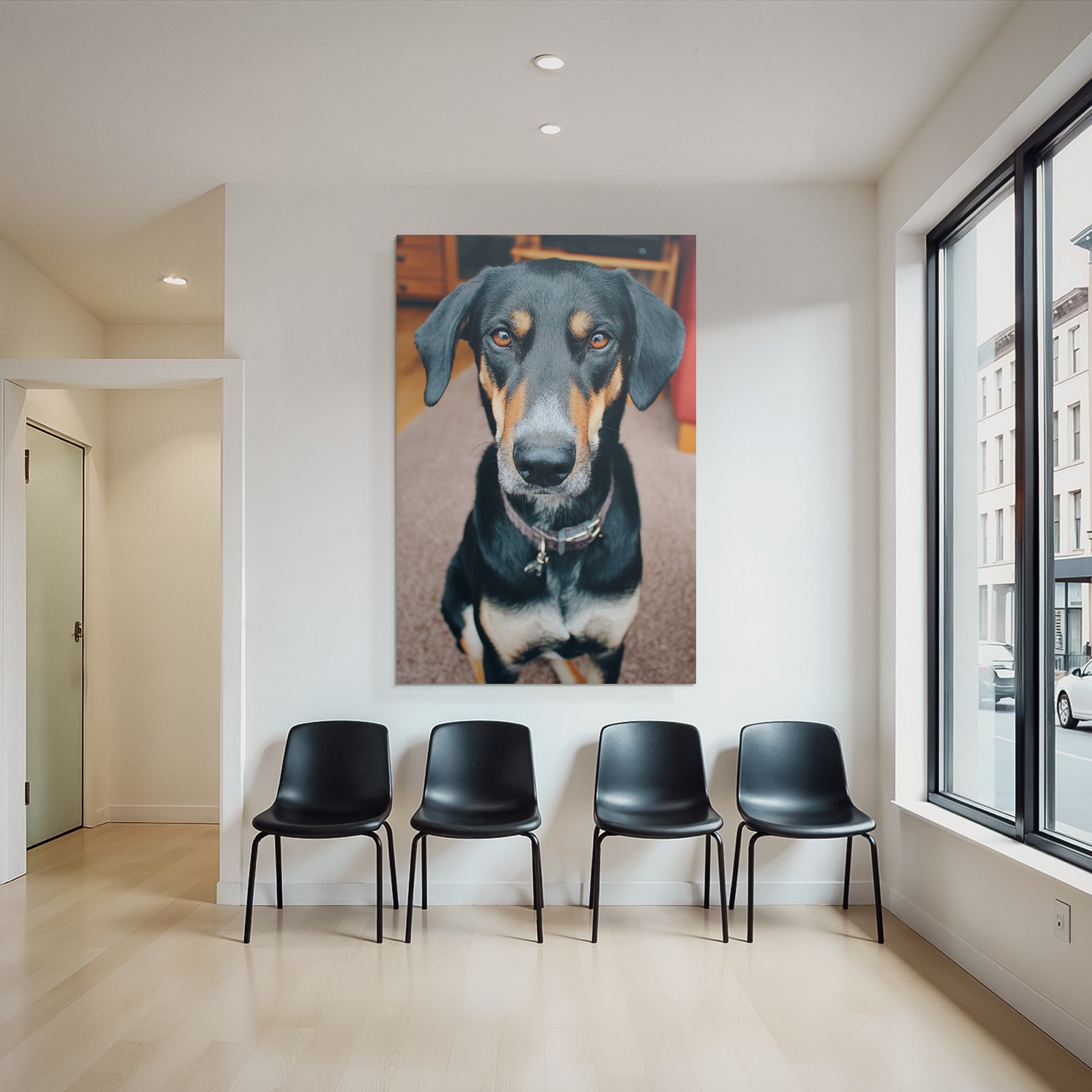 Schwarzer Und Tan Hund Sitzend Ausdrucksvolle Augen