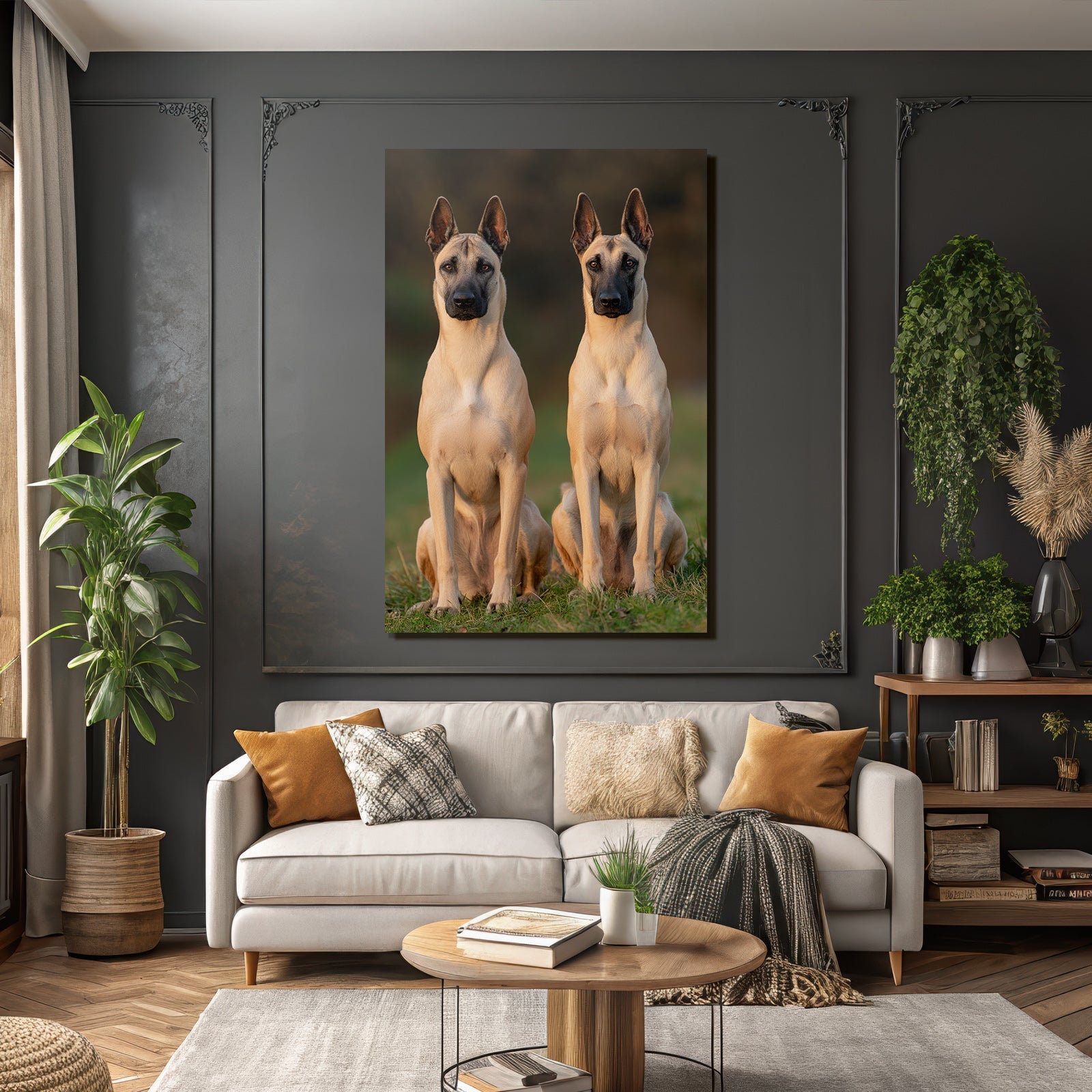 Zwei Beagle Malinois Natur Setting