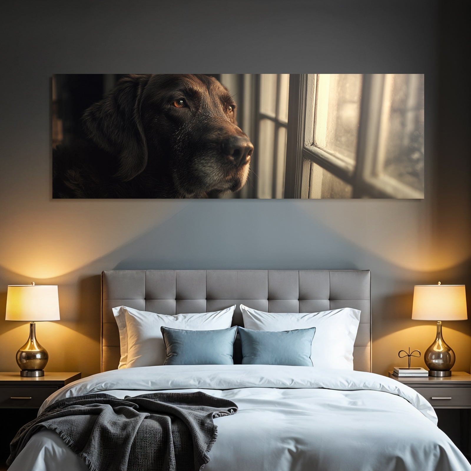 Hund Am Fenster Blick Nach Draussen Nachdenklich