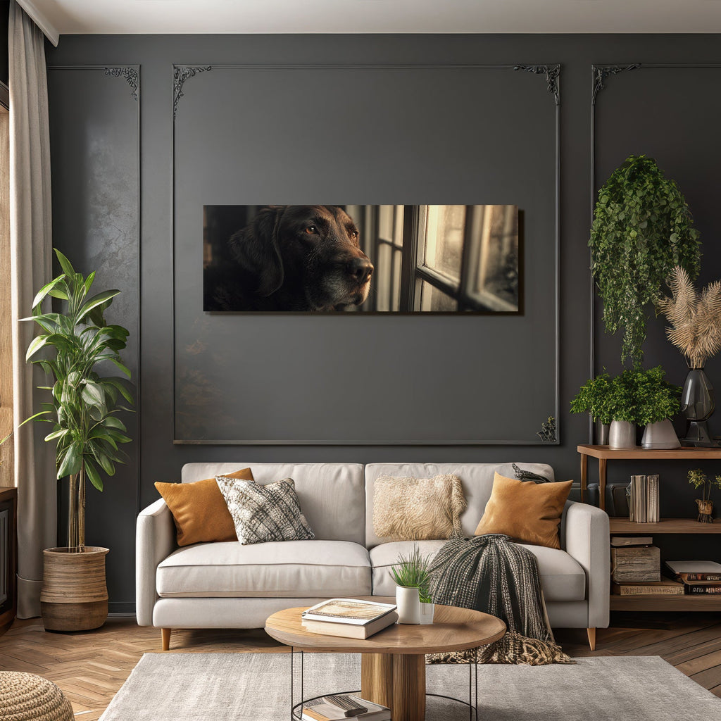 Hund Am Fenster Blick Nach Draussen Nachdenklich