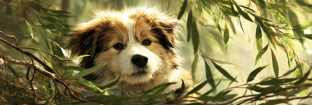 Hund Durch Blätter Spähend In Der Natur | Katzen und Hunde | Tiere