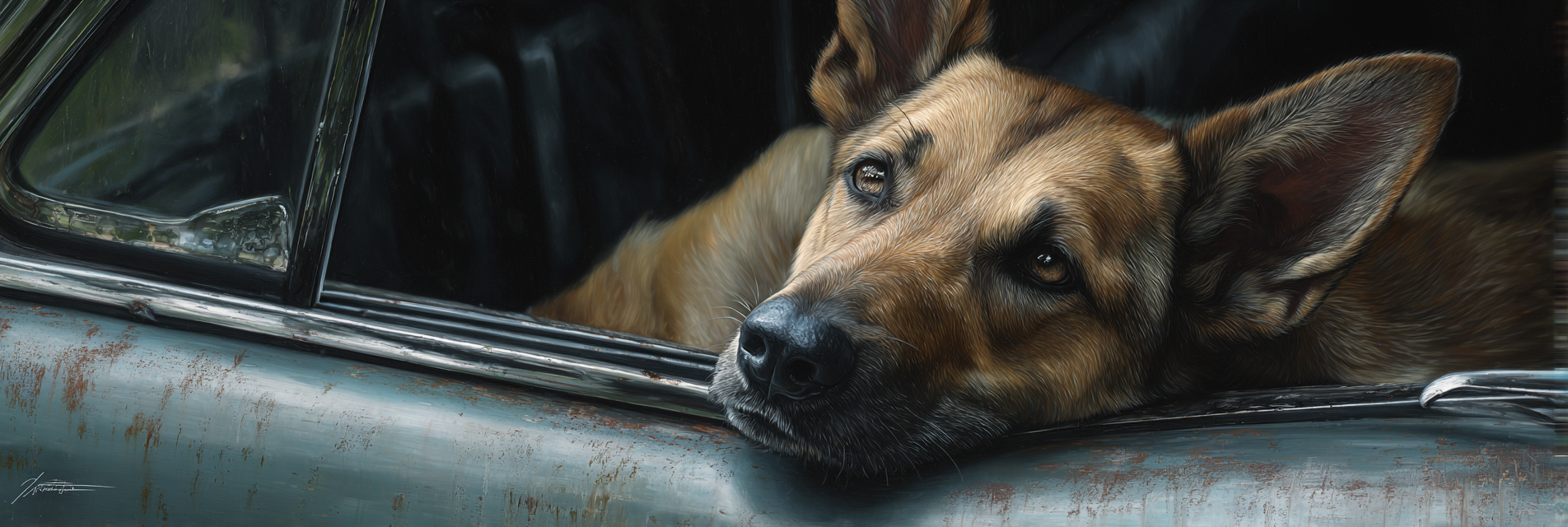 Hund Im Autofenster Nostalgische Ruhelosigkeit | Katzen und Hunde | Tiere