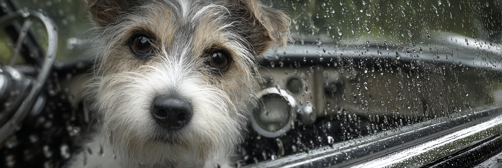 Hund Im Autofenster Regentropfen Auf Scheibe Neugierig Und Aufmerksam | Katzen und Hunde | Tiere
