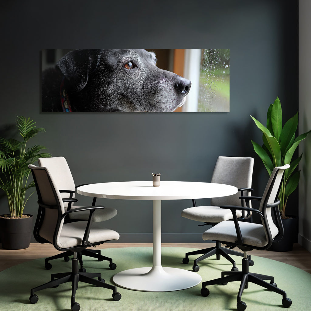 Hund Im Regenblick Von Draussen
