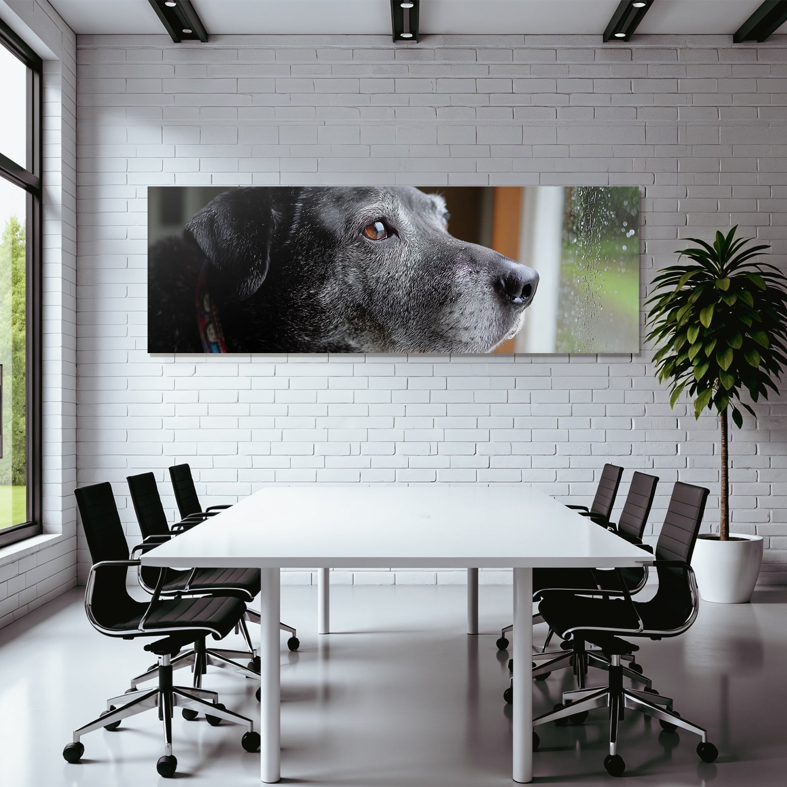Hund Im Regenblick Von Draussen