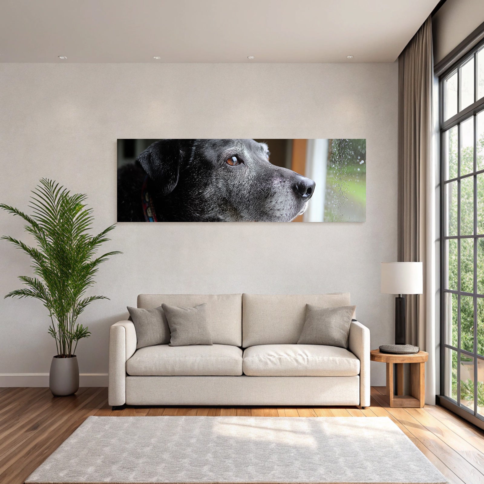 Hund Im Regenblick Von Draussen