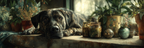 Hund Ruhend Mit Pflanzen Im Hintergrund | Katzen und Hunde | Tiere