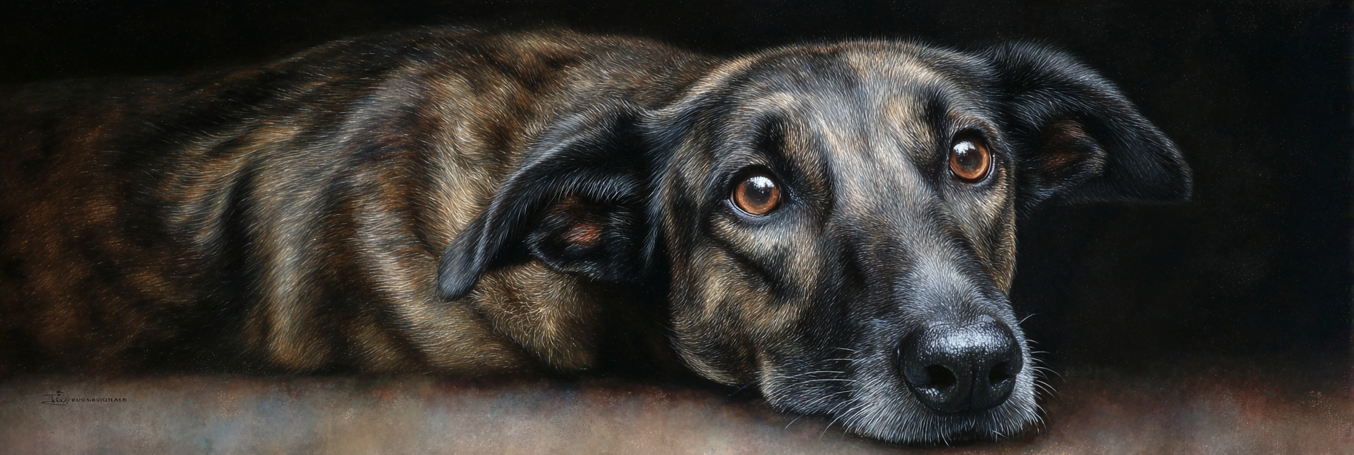 Hundegesicht Detaillierte Malerei Braun Schwarz | Katzen und Hunde | Tiere