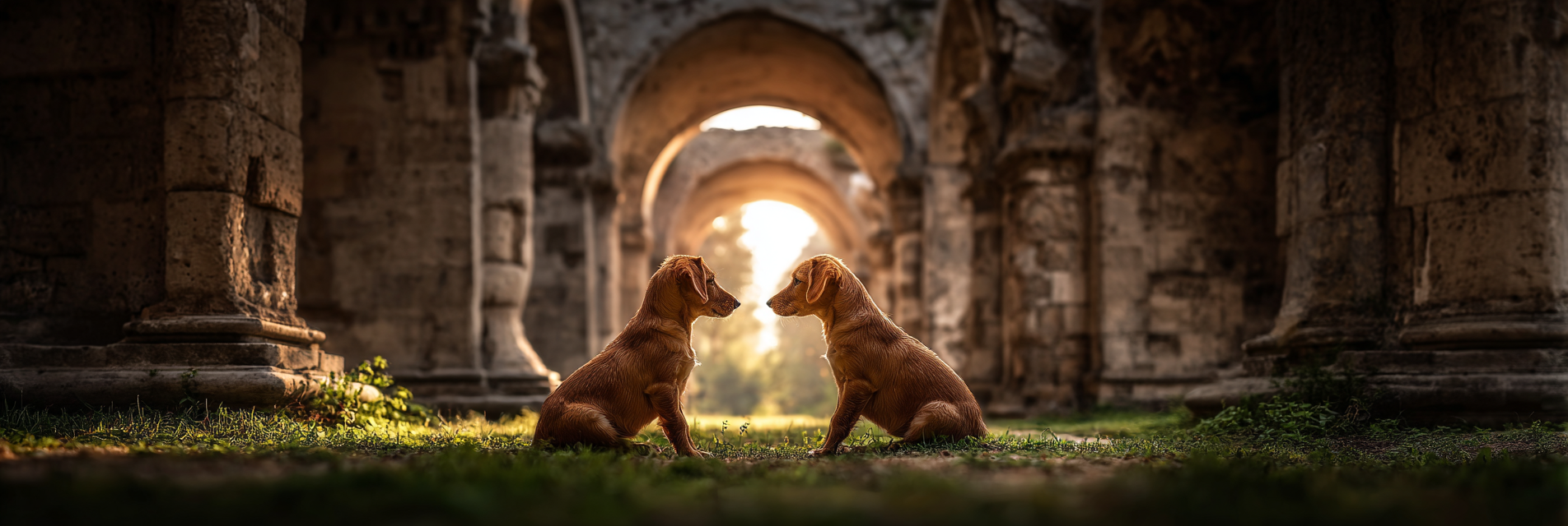 Im Historischen Settlement Mit Bäumen Und Licht | Katzen und Hunde | Tiere