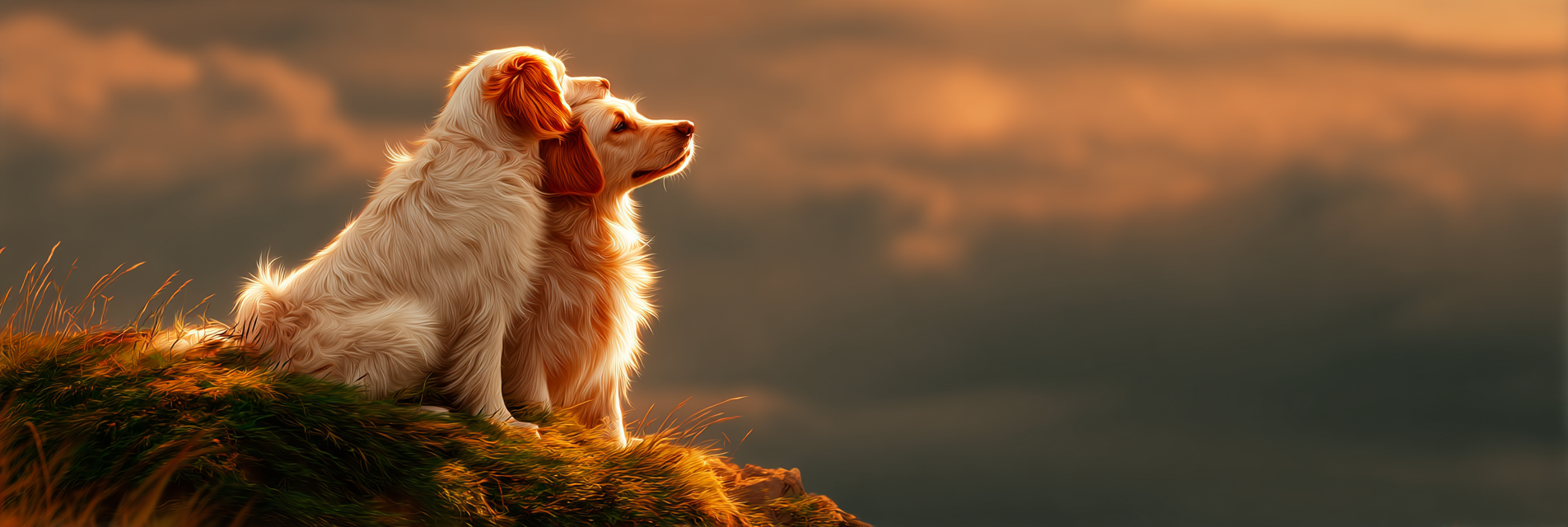 Im Sonnenuntergang Wiesenlandschaft | Katzen und Hunde | Tiere