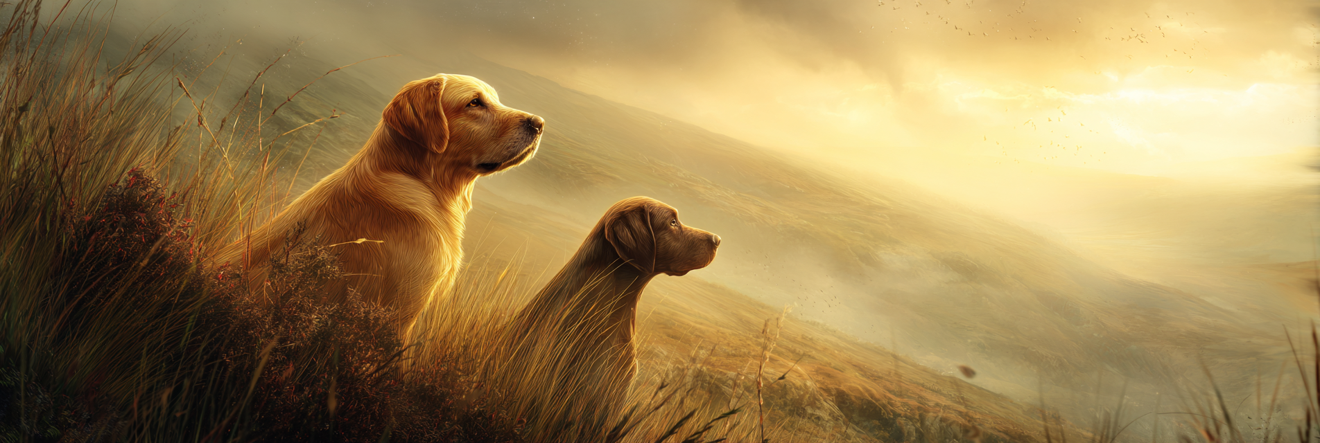 Zwei In Einer Szenischen Landschaft Dawn Dusk | Katzen und Hunde | Tiere