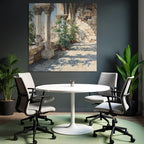 Architektonisches Setting Mit Pflanzen Und Katze