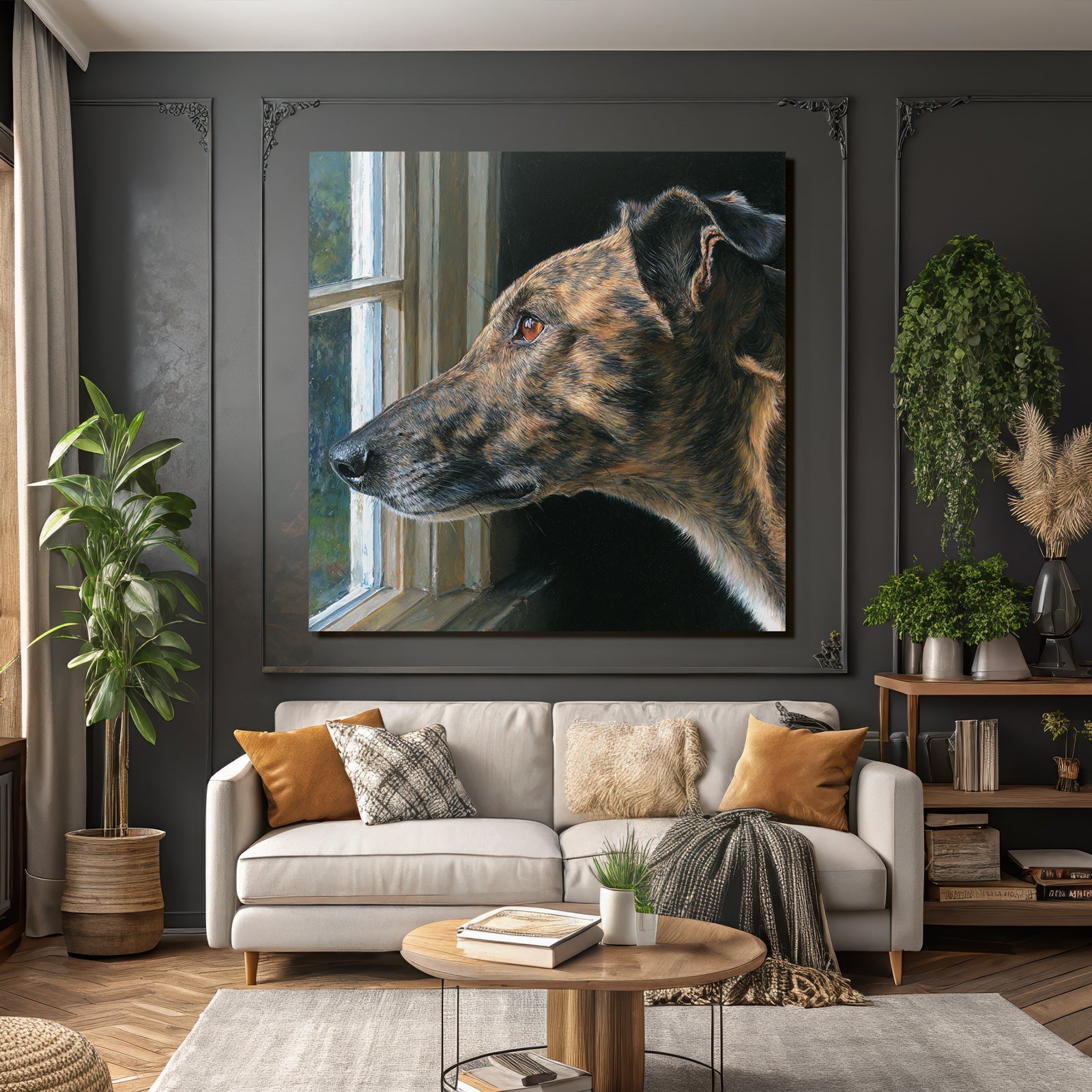 Brindlehund Im Fenster