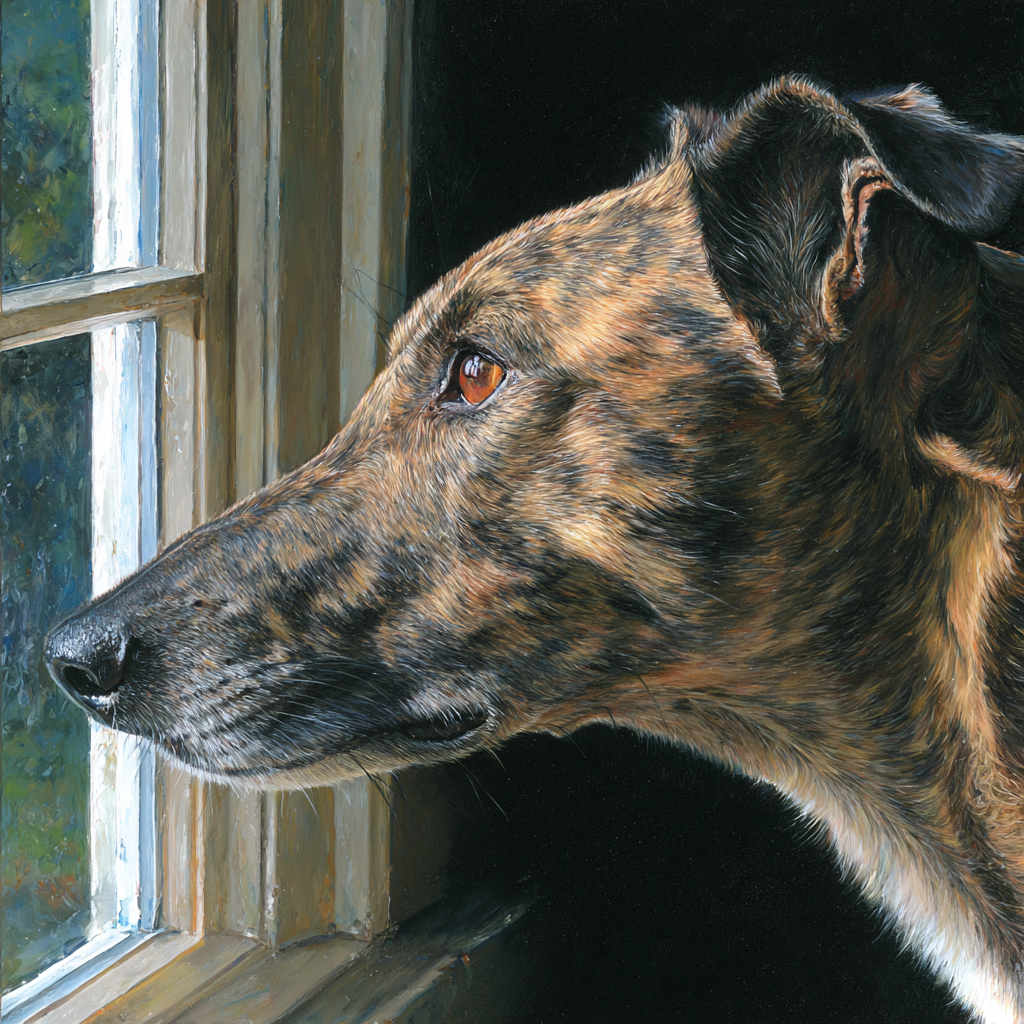 Brindlehund Im Fenster | Katzen und Hunde | Tiere
