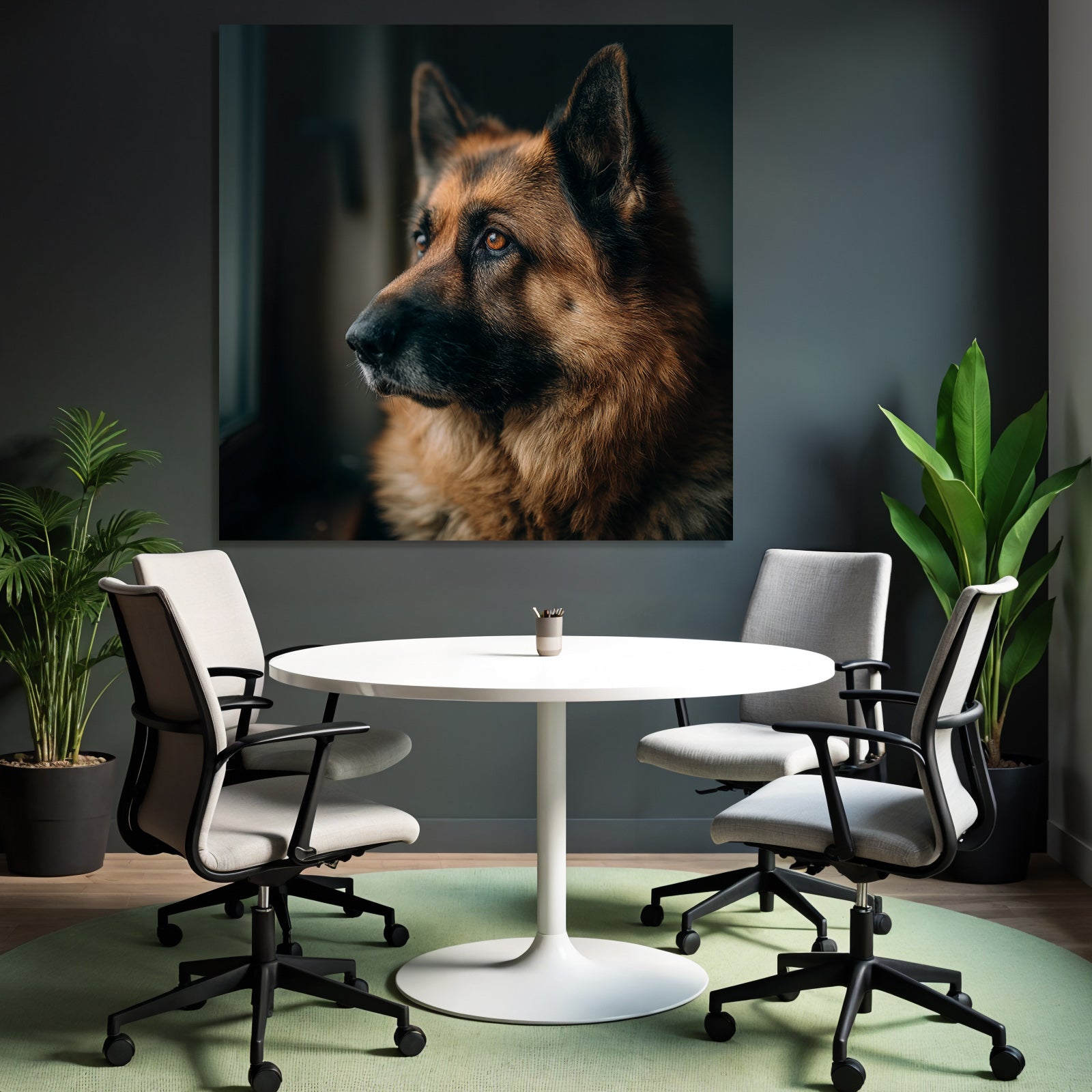 Deutscher Schäferhund Aus Dem Fenster Schaün Mit Weichem Licht