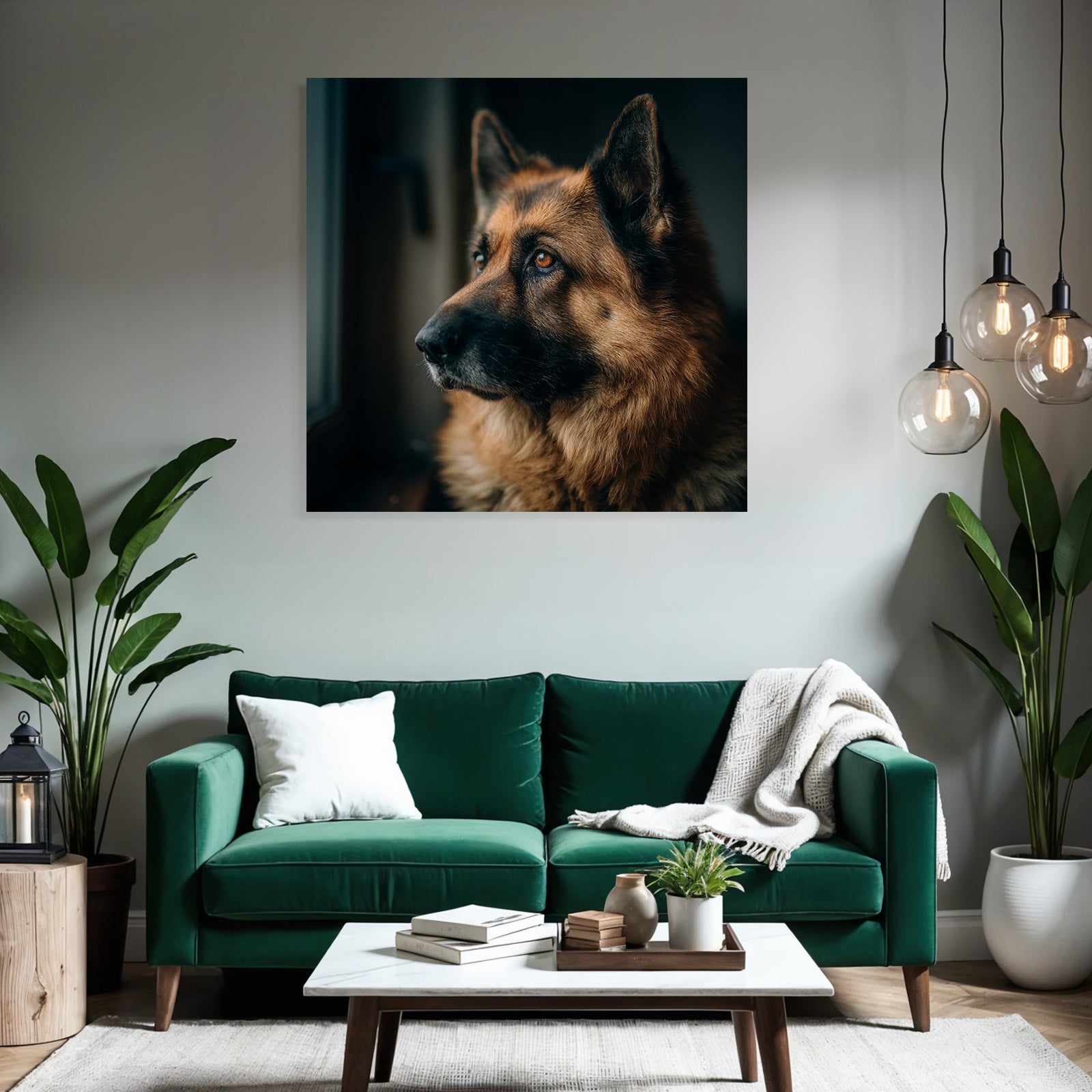 Deutscher Schäferhund Aus Dem Fenster Schaün Mit Weichem Licht