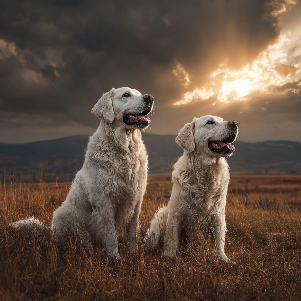 Golden Retriever Im Grünen Feld Mit Sonnenuntergang | Katzen und Hunde | Tiere