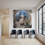 Grosser Hund Mit Geflecktem Fell In Der Stadt Fisheye Perspektive