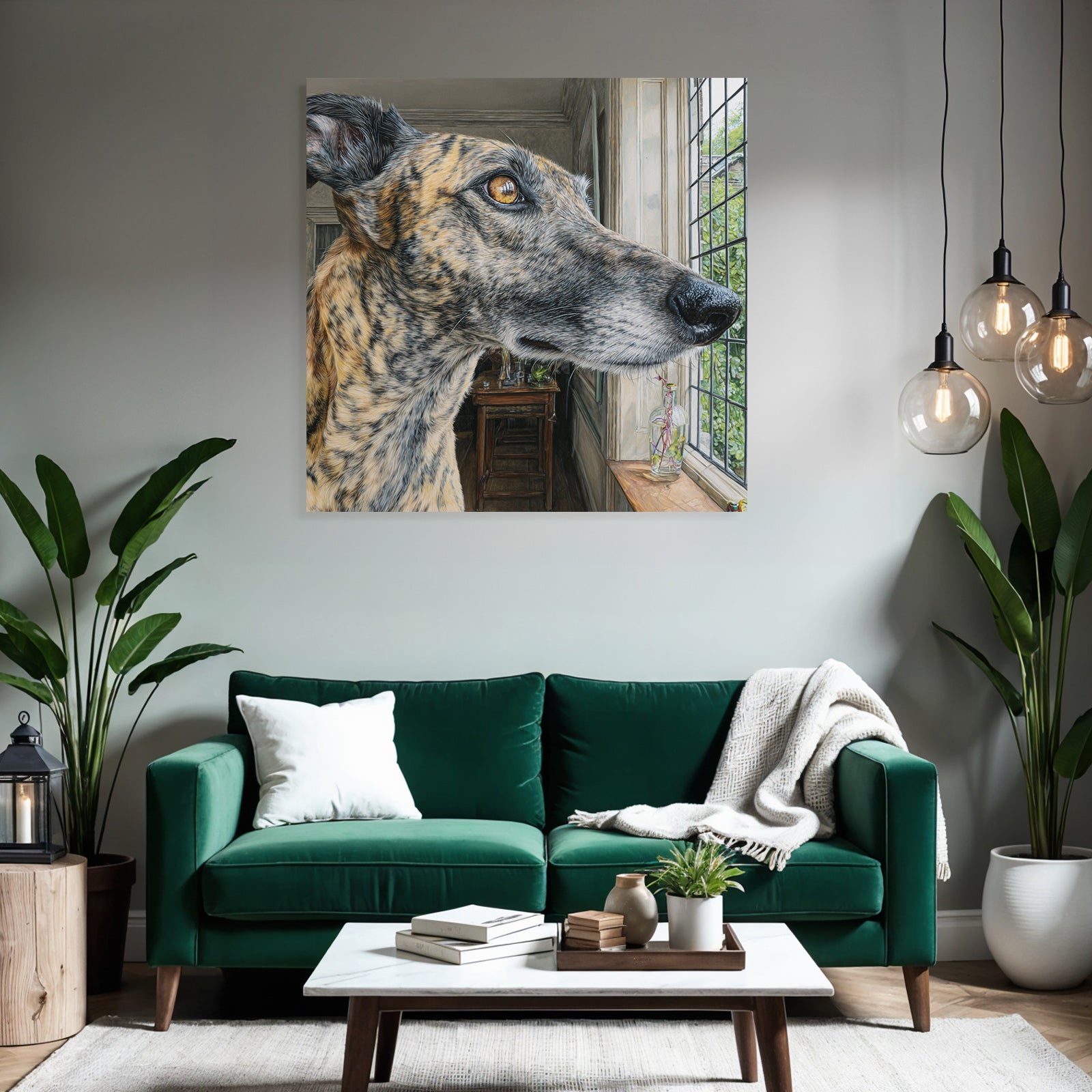 Hund Am Fenster Mit Einem Bemerkenswerten Fellmuster