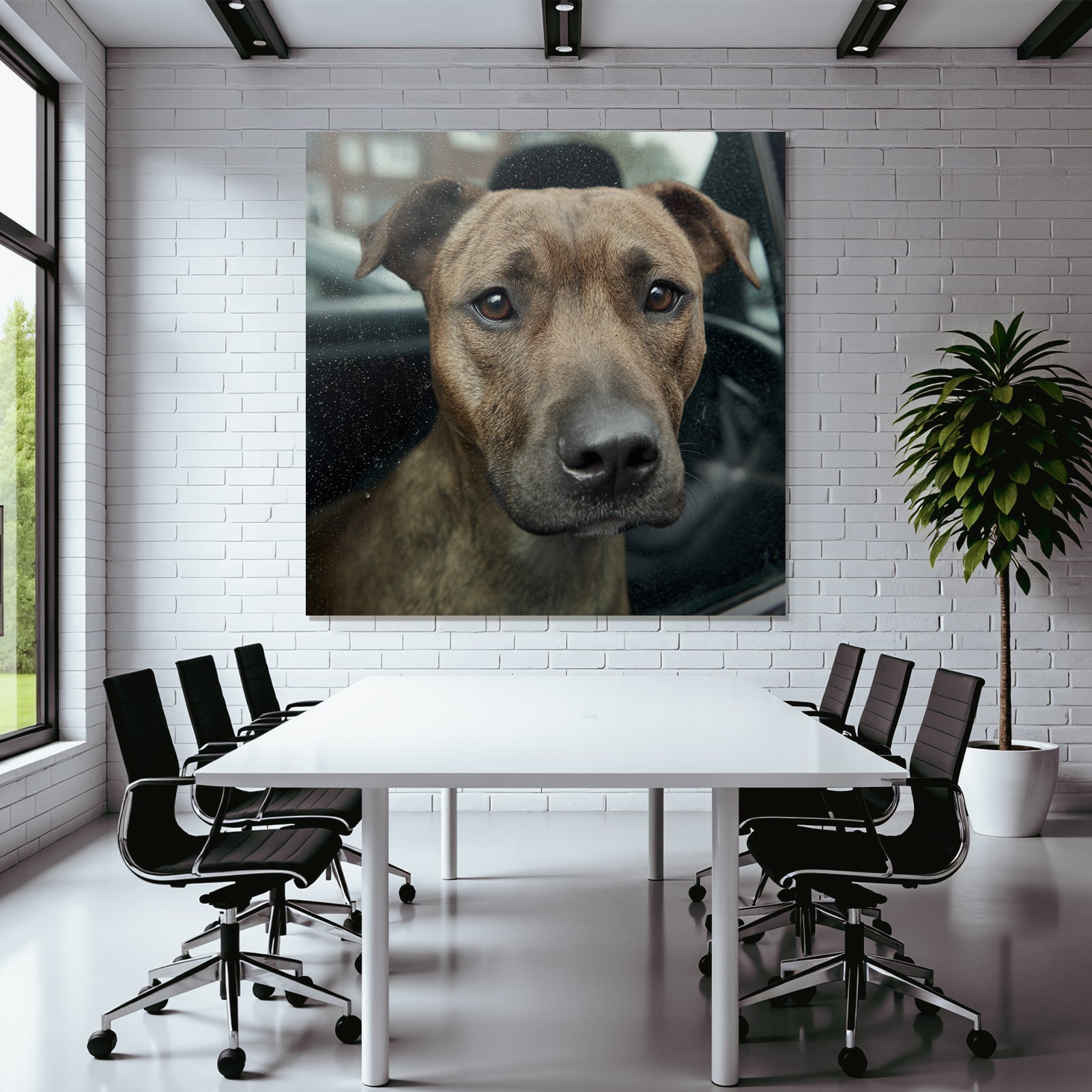Hund Aus Dem Autofenster Brinetime Ausdrucksvoll Neugierig Regnerisch