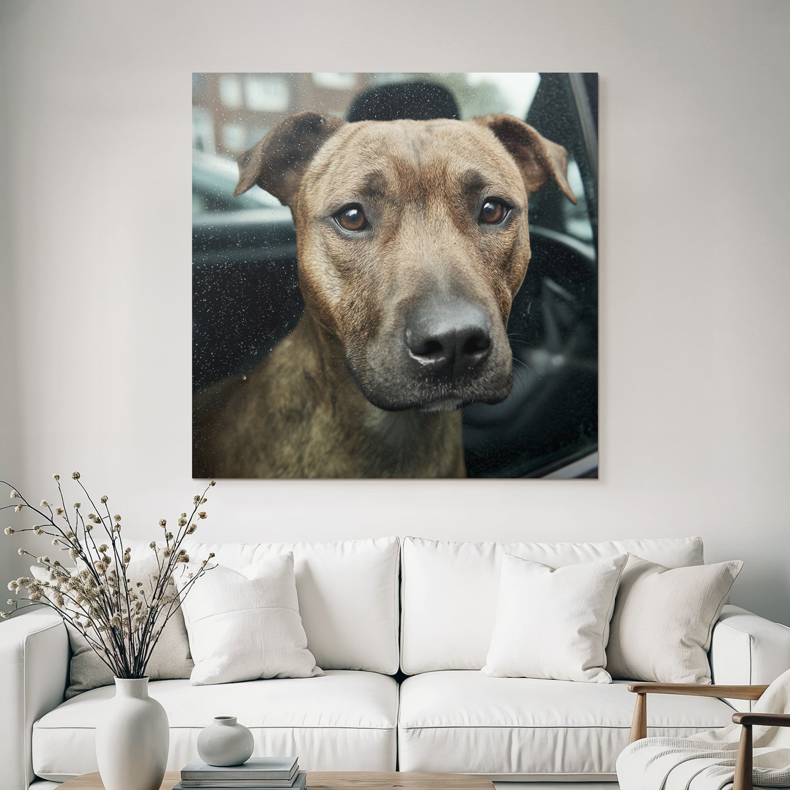 Hund Aus Dem Autofenster Brinetime Ausdrucksvoll Neugierig Regnerisch