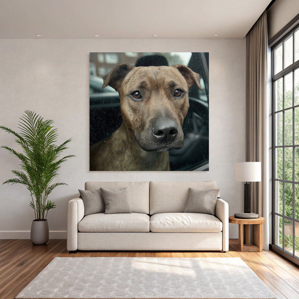 Hund Aus Dem Autofenster Brinetime Ausdrucksvoll Neugierig Regnerisch
