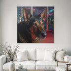 Hund Portrait In Innenstadt Mit Stadtlichtern
