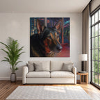 Hund Portrait In Innenstadt Mit Stadtlichtern