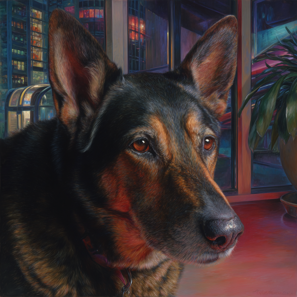 Hund Portrait In Innenstadt Mit Stadtlichtern | Katzen und Hunde | Tiere