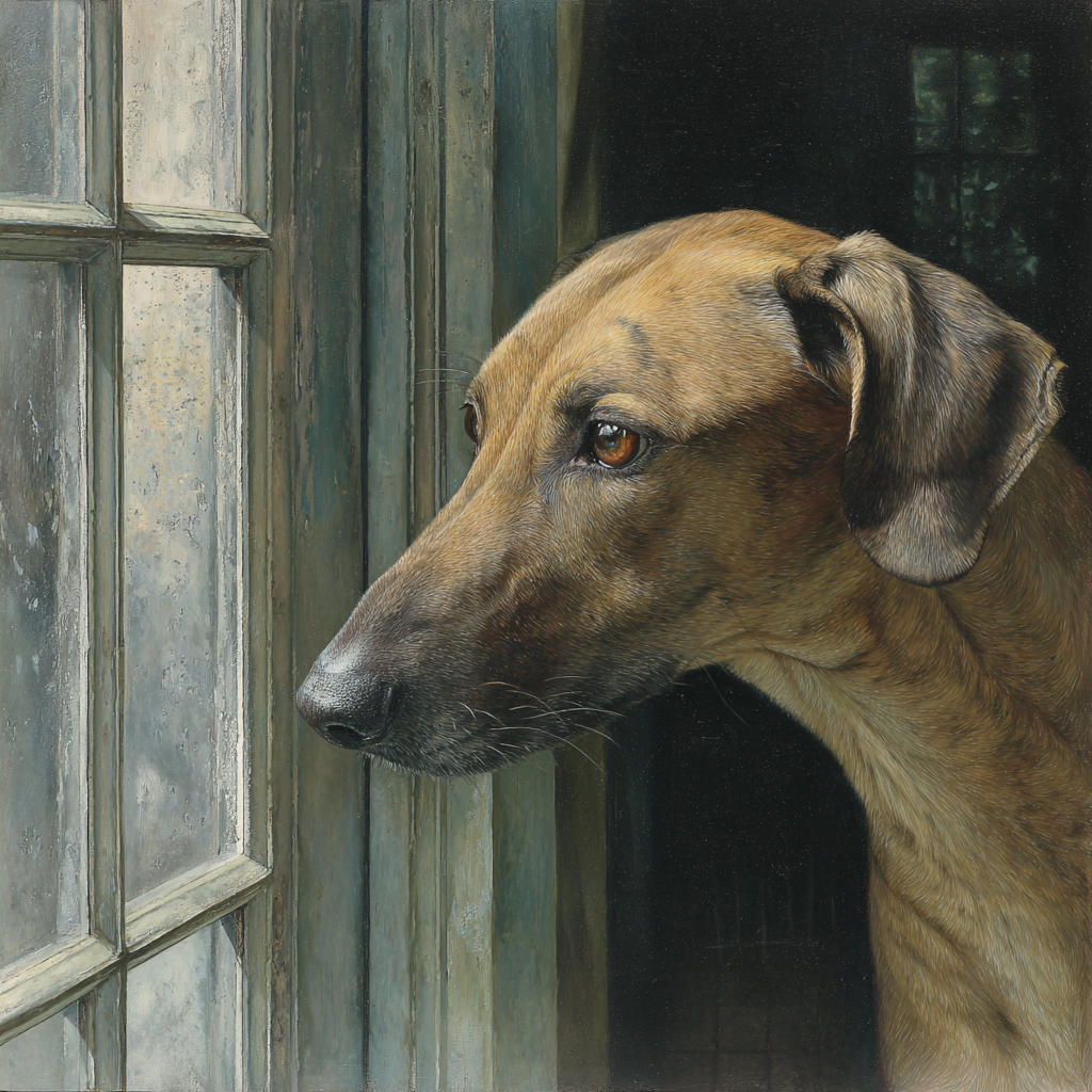 Hund Sieht Durch Fenster Nach Draussen Nachdenklich | Katzen und Hunde | Tiere