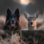 Hund Und Reh Freunde Beim Goldenen Stundenlicht | Katzen und Hunde | Tiere