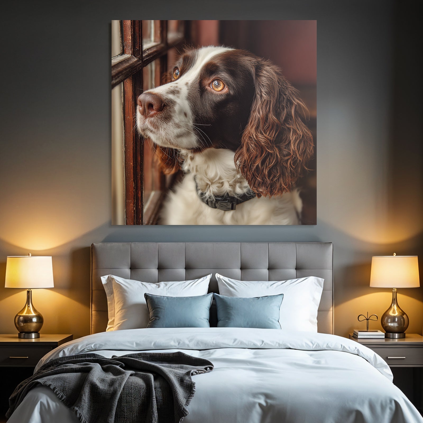 Hundeface Aus Dem Fenster Braun Und Weiss Curly Fell