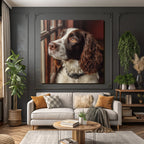 Hundeface Aus Dem Fenster Braun Und Weiss Curly Fell