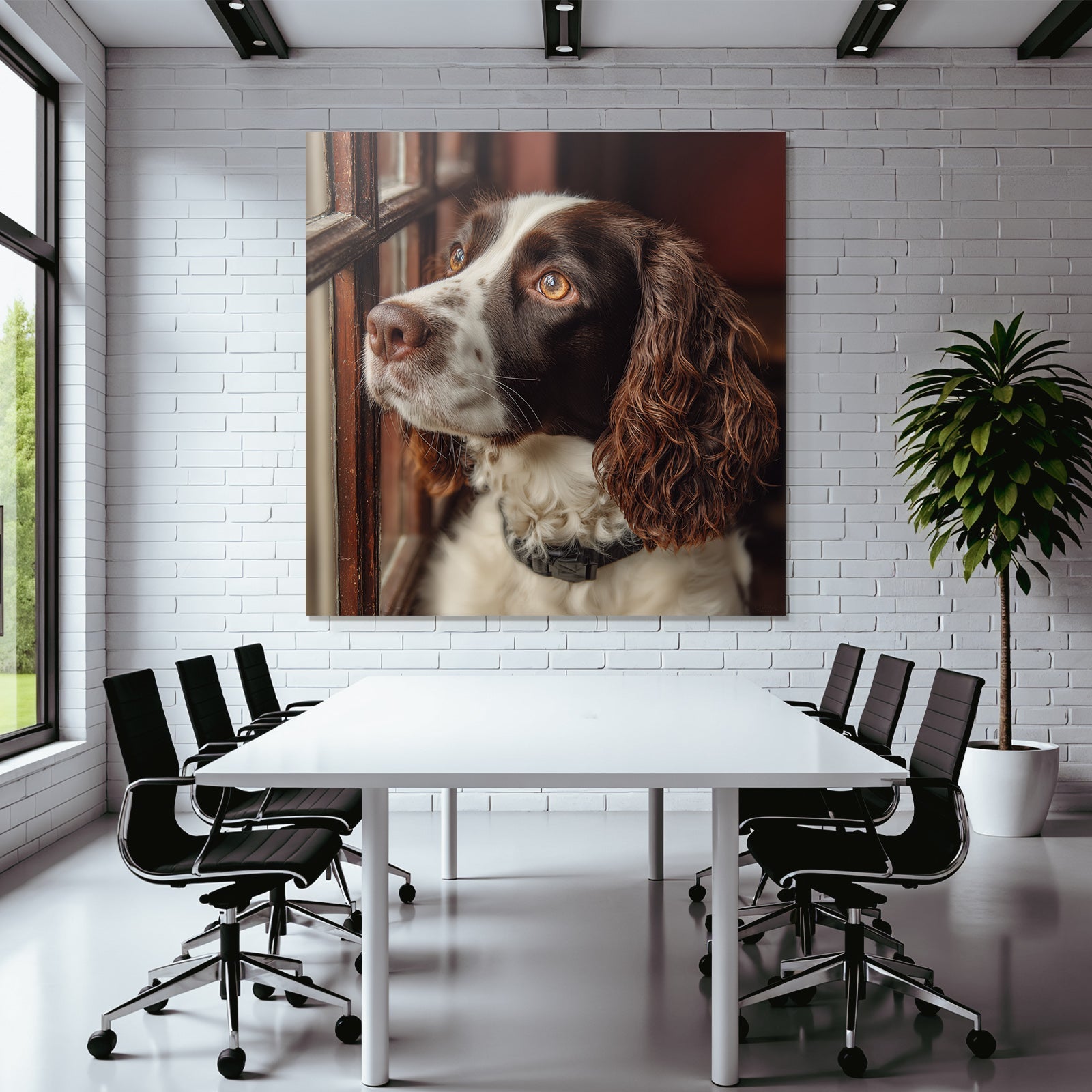Hundeface Aus Dem Fenster Braun Und Weiss Curly Fell