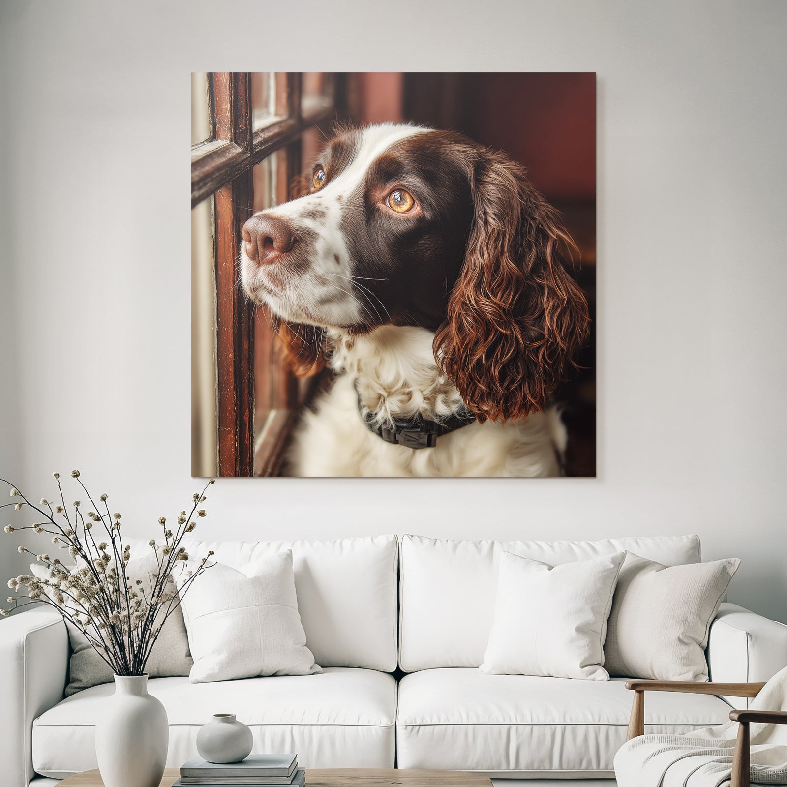 Hundeface Aus Dem Fenster Braun Und Weiss Curly Fell