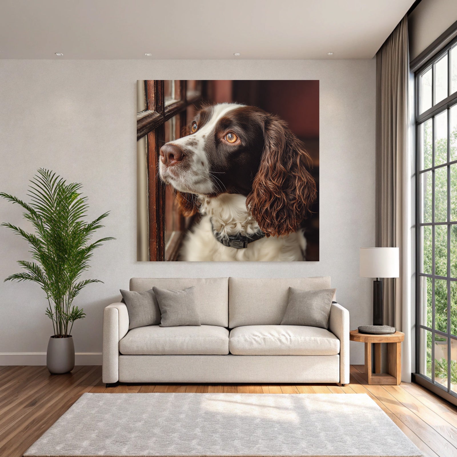 Hundeface Aus Dem Fenster Braun Und Weiss Curly Fell