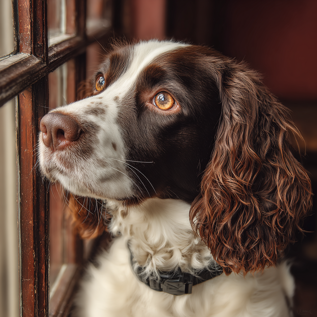 Hundeface Aus Dem Fenster Braun Und Weiss Curly Fell | Katzen und Hunde | Tiere