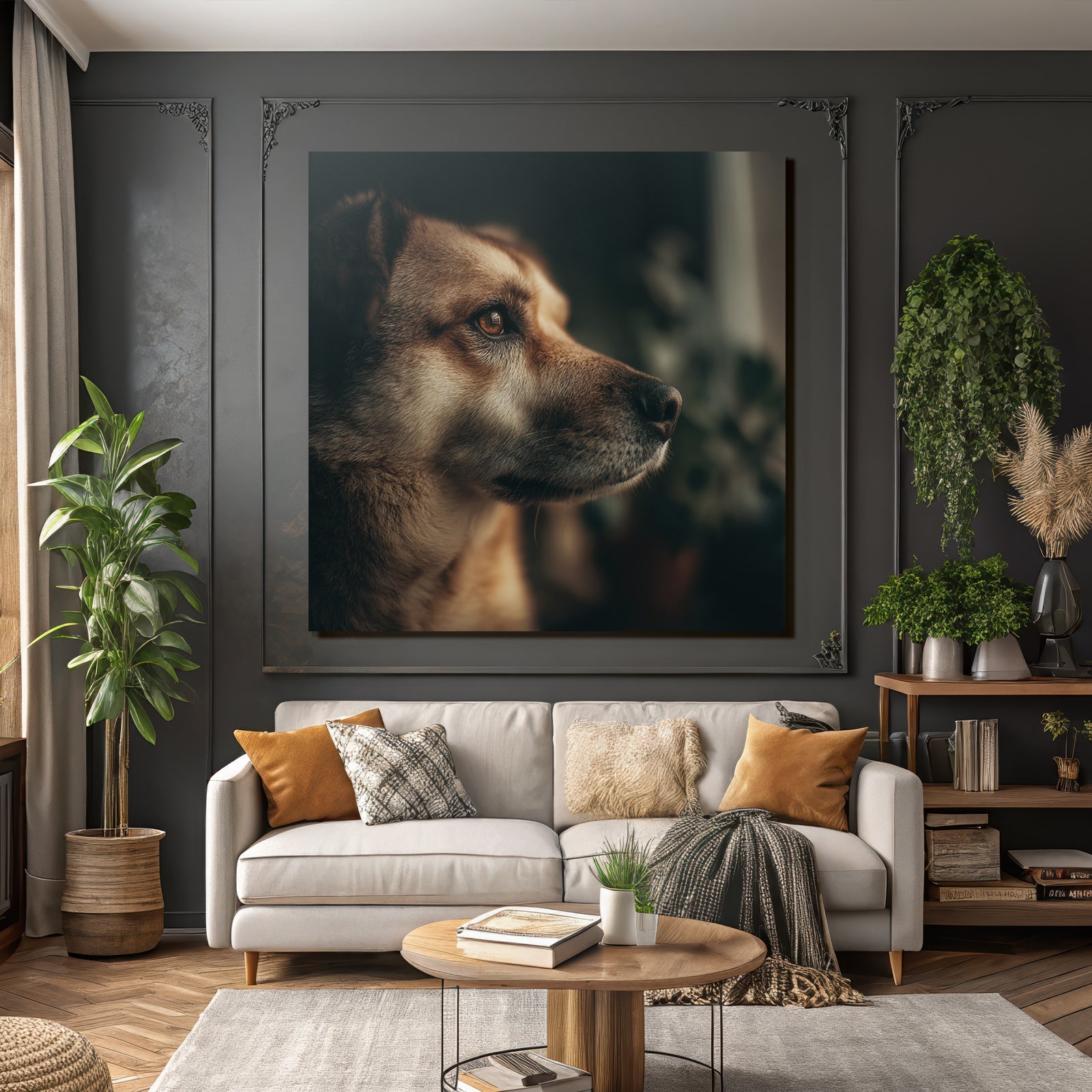 Hundesicht Profil Weiches Licht Augen Felltexture