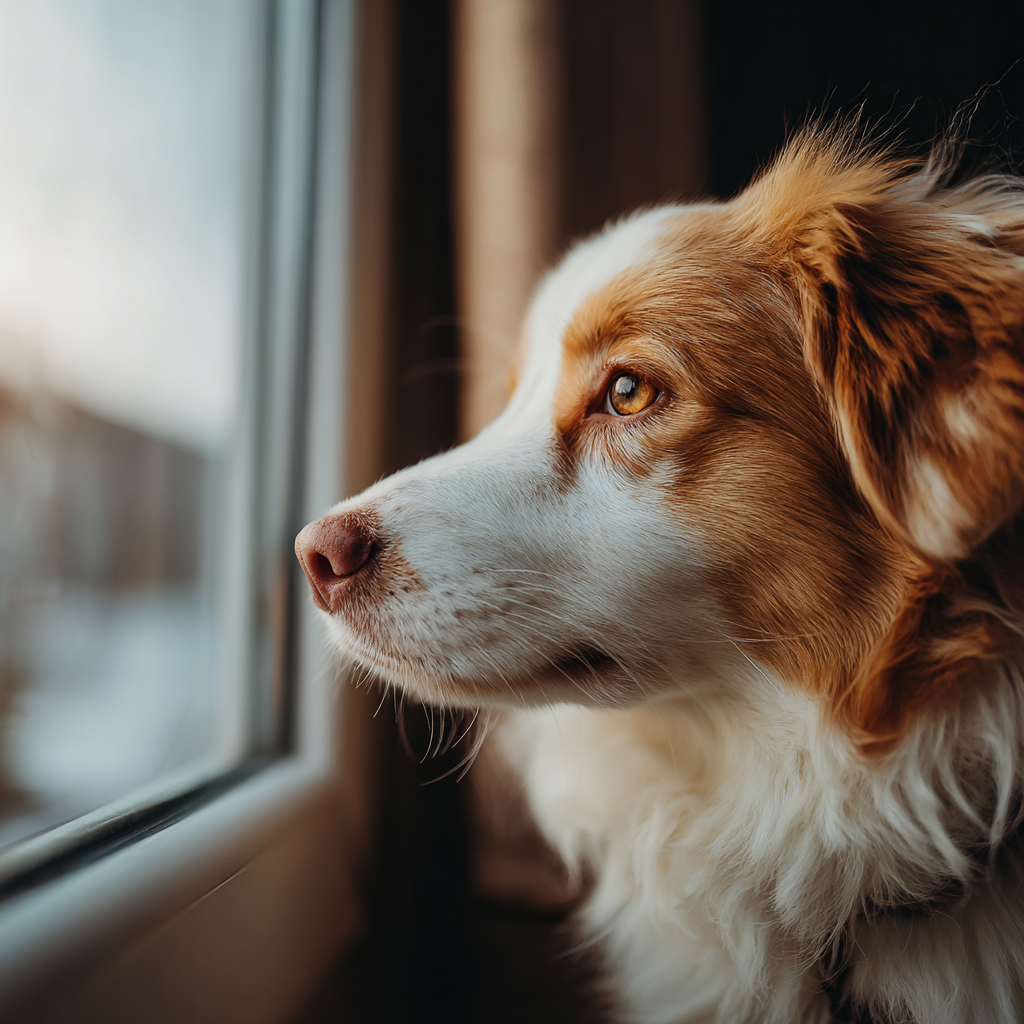 Hundesicht Von Fenster In Indoorkulisse Bei Dämmerung | Katzen und Hunde | Tiere
