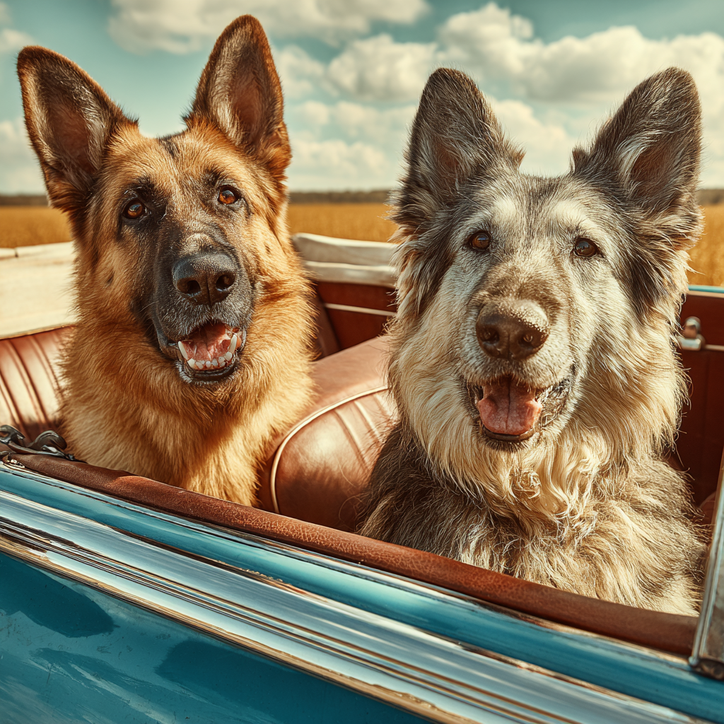 Im Alten Auto In Der Natur | Katzen und Hunde | Tiere