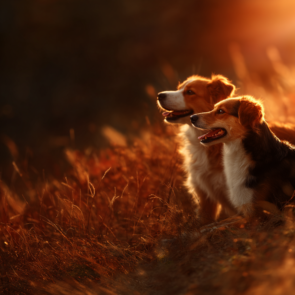Im Feld Bei Sonnenuntergang In Warmem Licht | Katzen und Hunde | Tiere