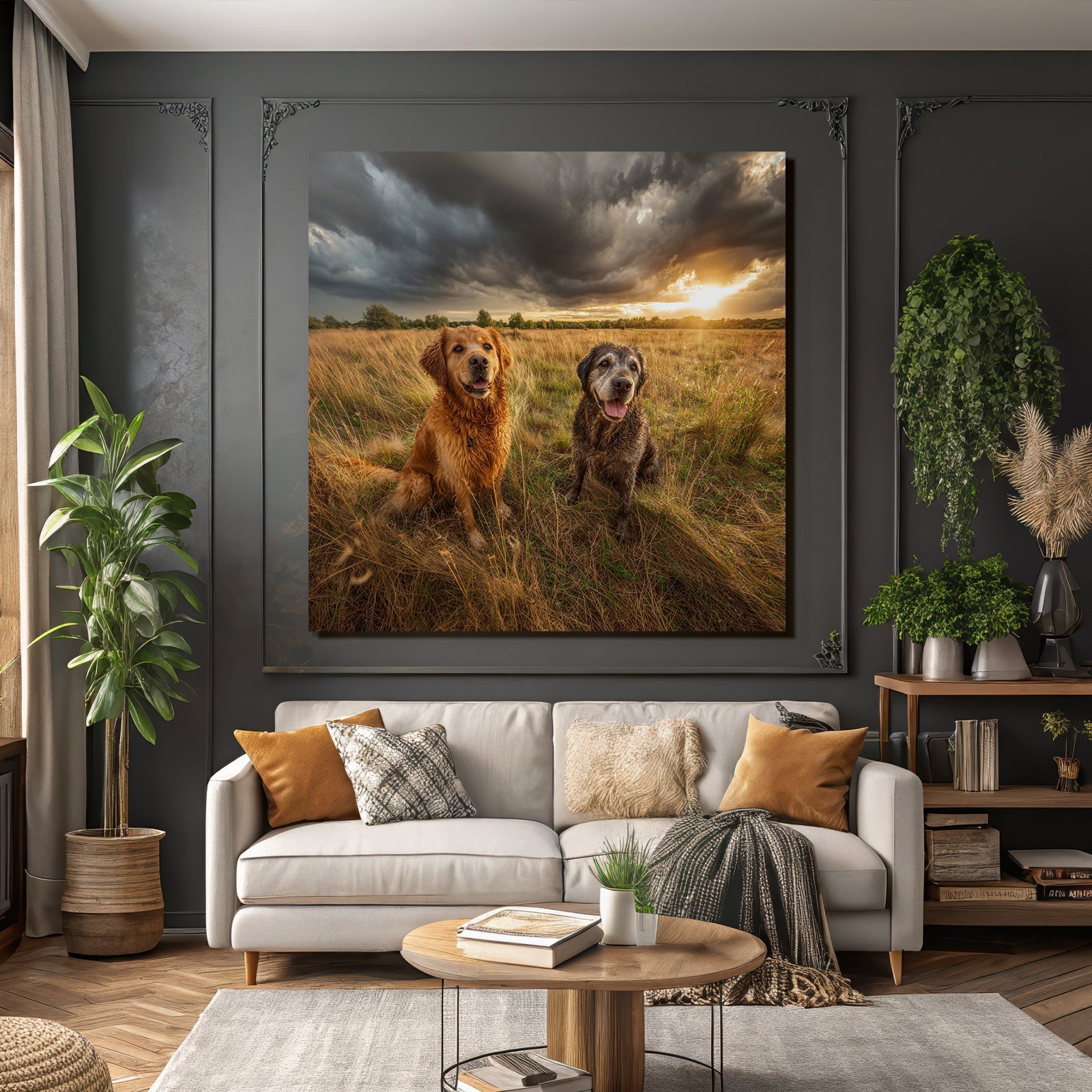 Im Feld Mit Dramatischem Himmel Und Sonnenuntergang