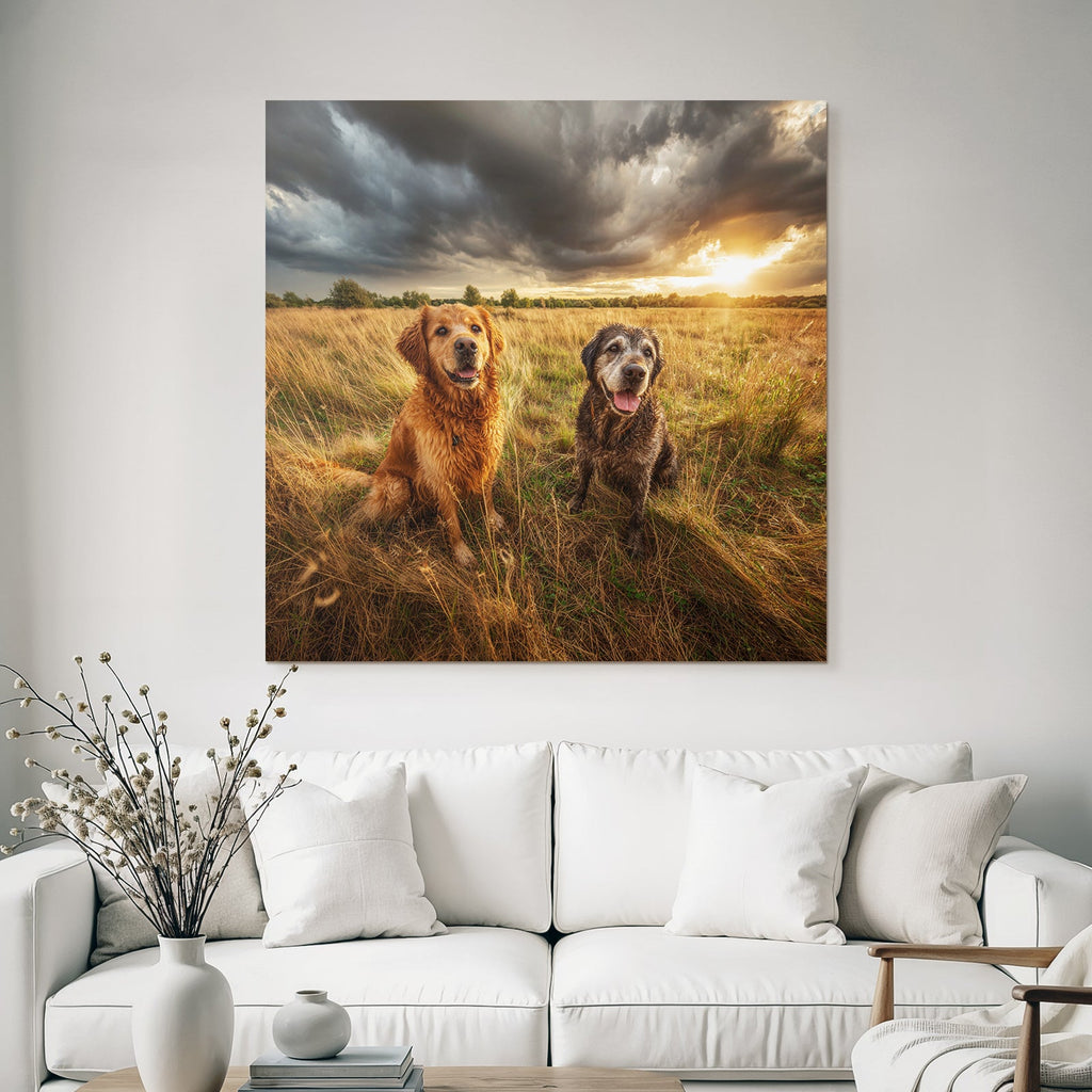 Im Feld Mit Dramatischem Himmel Und Sonnenuntergang