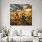 Im Feld Mit Dramatischem Himmel Und Sonnenuntergang
